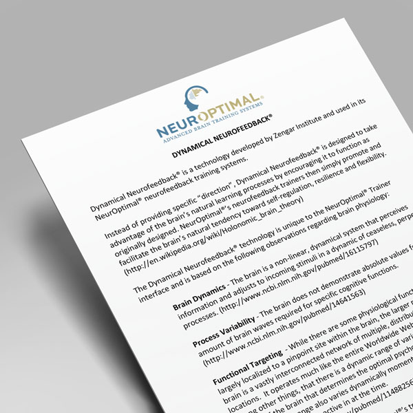 NeurOptimal® Dynamical Neurofeedback technology document explaining brain training benefits.
